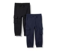 Amazon Essentials Unisex Kids' Cargo Joggers, Pack of 2, Black/Navy, 5 Years