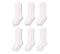 Amazon Essentials Unisex Kids' Casual Cotton Ribbed Knee-high Socks, 6 Pairs, White, 6-7 Years