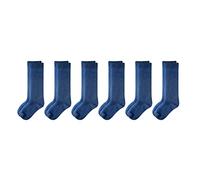 Amazon Essentials Unisex Kids' Comfortable Casual Cotton Knee-High Socks, Pack of 6, Navy, L (8-12 Years)