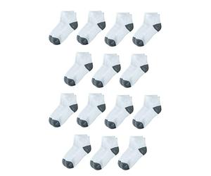 Amazon Essentials Unisex Kids' Cotton Ankle Socks, 14 Pairs, Grey Heather White, 2-3 Years