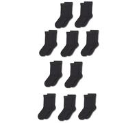 Amazon Essentials Unisex Kids' Cotton Crew Socks, 10 Pairs, Black, M (4-8 Years)