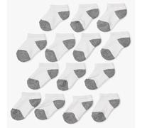 Amazon Essentials Unisex Kids' Cotton Low-Cut Cushioned Sock, 14 Pairs, White/Grey, 4-5 Years