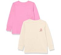 Amazon Essentials Unisex Kids' Long-Sleeve Ribbed Cuff T-Shirt, Pack of 2, Cream Jellyfish/Pink, 9 Years