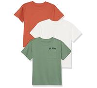 Amazon Essentials Unisex Kids' Modern Short-Sleeve T-Shirt, Pack of 3, Ivory/Sage Green/Terracotta, 10 Years