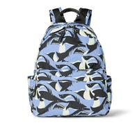 Amazon Essentials Unisex Kids' Nylon School Rucksack, Light Blue Shark Waves, One Size