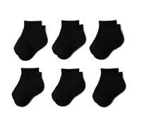 Amazon Essentials Unisex Kids' Performance Athletic Sport Ankle Socks, Zone Cushioning, Arch Support, 6 Pairs, Black, Medium (4-8 Years)