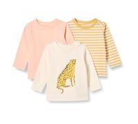 Amazon Essentials Unisex Kids' Relaxed-Fit 100% Cotton Long-Sleeved T-Shirts, Pack of 3, Cheetah/Stripes, M