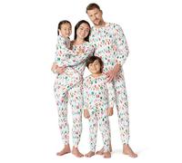 Amazon Essentials Unisex Kids' Relaxed-Fit Family Matching Soft Flannel Festive Pyjama Sets, Festive Lights, 6-7 Years