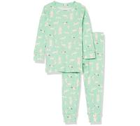 Amazon Essentials Unisex Kids' Snug-Fit Cotton Pyjama Sleepwear Sets, Mint Green Forest Animals, 3 Years