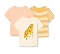Amazon Essentials Unisex Toddlers' Short Sleeve T-Shirts, Pack of 3, Pastel Peach/Cheetah/Stripe, 2T
