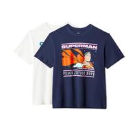 Amazon Essentials Warner Brothers Men's Cotton Regular-Fit Short-Sleeve Crewneck T-Shirt, Pack of 2, Superman Justice, XL