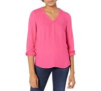 Amazon Essentials Women's 3/4 Sleeve Button Popover Shirt, Bright Pink, Large