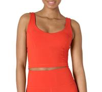 Amazon Essentials Women's Active FormFlex Buttery Soft Light Support Crop Tank with Bra, Bright Red, L
