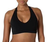 Amazon Essentials Women's Active FormFlex Buttery Soft Light Support Halter V-Neck Sports Bra, Black, L