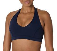 Amazon Essentials Women's Active FormFlex Buttery Soft Light Support Halter V-Neck Sports Bra, Navy, XXL