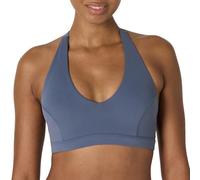 Amazon Essentials Women's Active FormFlex Buttery Soft Light Support Halter V-Neck Sports Bra, Slate Grey, L