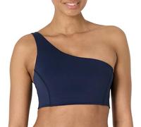 Amazon Essentials Women's Active FormFlex Buttery Soft Light Support One-Shoulder Strappy Back Sports Bra, Navy, XXL