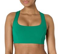 Amazon Essentials Women's Active FormFlex Buttery Soft Light Support Square Neck Racerback Sports Bra, Emerald Green, M