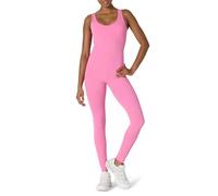 Amazon Essentials Women's Active FormFlex Buttery Soft One Piece Full Length Leggings Jumpsuit with Built-In Bra, Pink, XL
