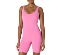 Amazon Essentials Women's Active FormFlex Buttery Soft One Piece Shorts Romper Jumpsuit with Built-In Bra, Pink, XL