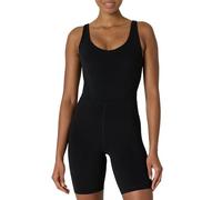 Amazon Essentials Women's Active FormFlex Buttery Soft One Piece Shorts Romper Jumpsuit with Built-In Bra, Black, M