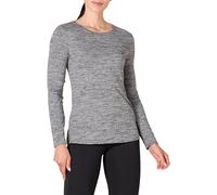 Amazon Essentials Women's Active Quick-Dry Tech-Stretch Lightweight Long-Sleeve Running Top Crewneck T-Shirt (Available in Plus Size), Black Heather, XS
