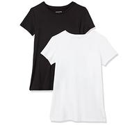 Amazon Essentials Women's Active Quick-Dry Tech-Stretch Short-Sleeve Crewneck T-Shirt, Pack of 2, Black/Bright White, XL Plus