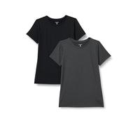 Amazon Essentials Women's Active Quick-Dry Tech-Stretch Short-Sleeve Crewneck T-Shirt, Pack of 2, Black/Graphite Heather, XXL