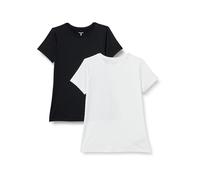 Amazon Essentials Women's Active Quick Dry Tech Stretch Short-Sleeve Running Sports Crewneck T-Shirt (Available in Plus Size), Pack of 2, Black/White, M