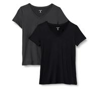 Amazon Essentials Women's Active Quick Dry Tech Stretch Short-Sleeve V-Neck Gym T-Shirt (Available in Plus Size), Pack of 2, Black/Graphite Heather, XS