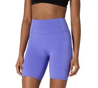 Amazon Essentials Women's Active Sculpt Moisture-Wicking High Waist Biker Shorts with Pockets, Purple, XL