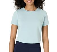 Amazon Essentials Women's Active Soft Cotton Crewneck Short Sleeve Yoga Workout Lightweight Cropped T-Shirt, Light Blue, XXL