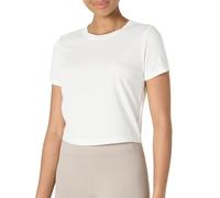 Amazon Essentials Women's Active Soft Cotton Crewneck Short Sleeve Yoga Workout Lightweight Cropped T-Shirt, White, L