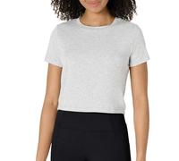 Amazon Essentials Women's Active Soft Cotton Crewneck Short Sleeve Yoga Workout Lightweight Cropped T-Shirt, Light Grey Heather, M