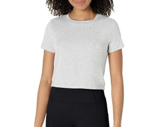 Amazon Essentials Women's Active Soft Cotton Crewneck Short Sleeve Yoga Workout Lightweight Cropped T-Shirt