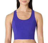 Amazon Essentials Women's Active Total Train Medium-Support Gym Workout Racerback Crop Tank with Built-In Bra, Royal Blue, S