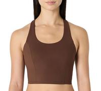 Amazon Essentials Women's Active Total Train Medium-Support Gym Workout Racerback Crop Tank with Built-In Bra, Rich Hazel, L