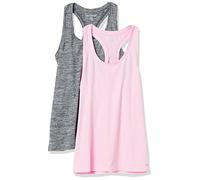 Amazon Essentials Women's Active Workout Quick Dry Tech Stretch Racerback Vest (Available in Plus Size), Pack of 2, Black Space Dye/Light Pink, XXL