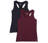 Amazon Essentials Women's Active Workout Quick Dry Tech Stretch Racerback Vest (Available in Plus Size), Pack of 2, Black/Burgundy Space Dye, M