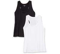 Amazon Essentials Women's Active Workout Quick Dry Tech Stretch Racerback Vest (Available in Plus Size), Pack of 2, Black/Bright White, XXL