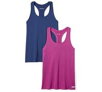Amazon Essentials Women's Active Workout Quick Dry Tech Stretch Racerback Vest (Available in Plus Size), Pack of 2, Fuchsia/Navy, XL