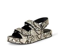 Amazon Essentials Women's Adjustable Triple Strap Flat Platform Sandal, Multi Faux Snake Skin, 13