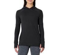 Amazon Essentials Women's Athletic Soft Performance Lightweight Long-Sleeve Pullover Hoodie Workout Top, Black Space Dye, L