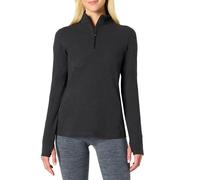 Amazon Essentials Women's Athletic Soft Performance Lightweight Quarter-Zip Long-Sleeve Workout Top, Black Space Dye, L