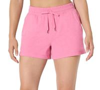 Amazon Essentials Women's Athletic Soft Performance Lightweight Stretch Workout Gym Sweat Shorts, Pink Space Dye, L