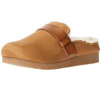 Amazon Essentials Women's Backless Shearling Memory Foam Mule, Tan Suede, 6