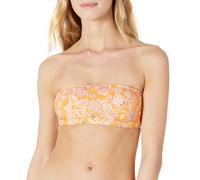 Amazon Essentials Women's Bandeau Swim Top, Yellow Multi Folk Floral, 10