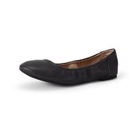 Amazon Essentials Women's Belice Ballet Flat, Black Faux Leather, 2.5 UK Wide