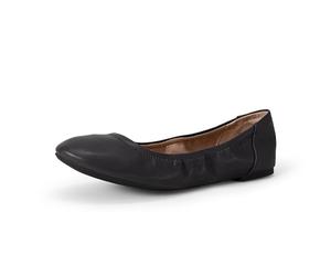 Amazon Essentials Women's Belice Ballet Flat, Black Faux Leather, 2 UK