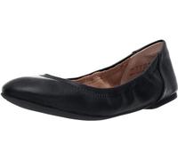 Amazon Essentials Women's Belice Ballet Flat, Black Faux Leather, 6.5 Wide